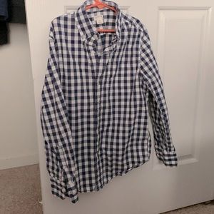 Gingham Boys crewcuts navy button up shirt